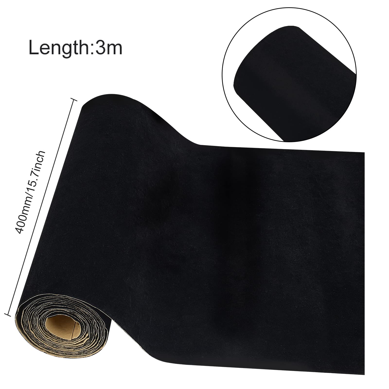 BENECREAT Feuille velours noir adhésive 40 cm x 3 m