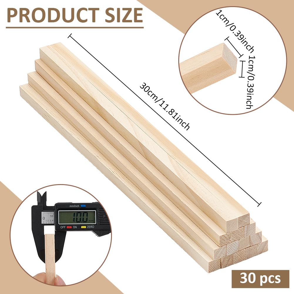 BENECREAT 30 tiges bois carrées 300x10mm bricolage