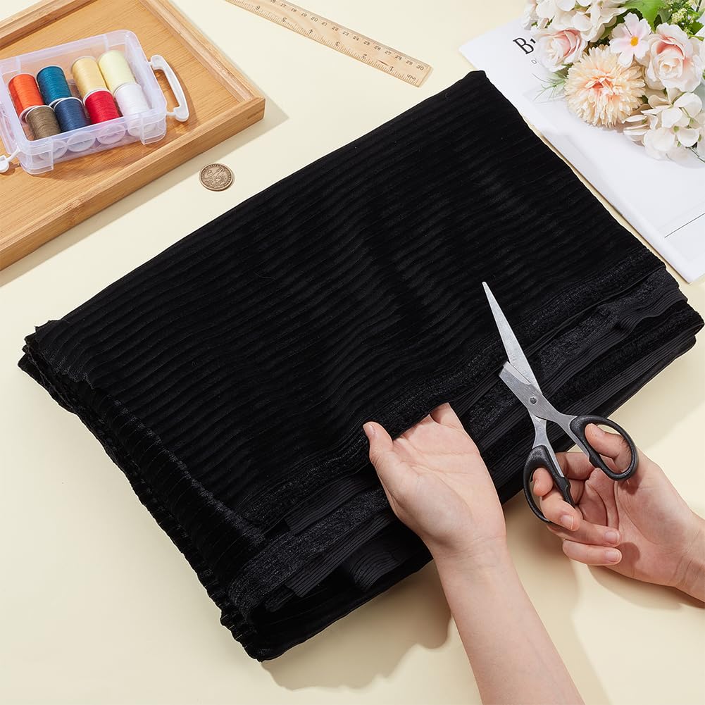 BENECREAT Tissu velours plissé noir 3m x 1.6m polyester
