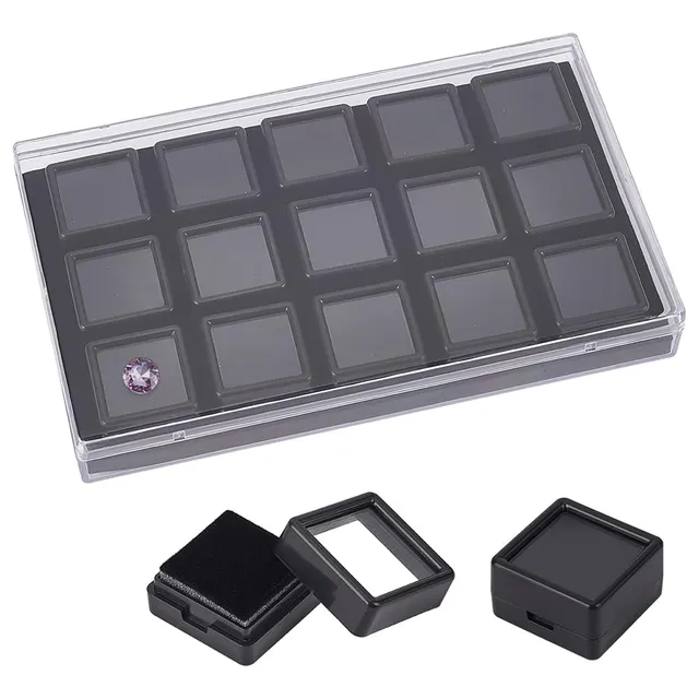 BENECREAT Boîtes Présentation Pierres Acrylique Noires 15pcs
