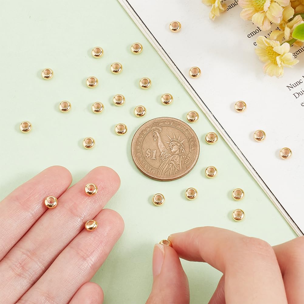 BENECREAT Perles Laiton Plaqué Or 18K 30 pcs perles rondelle stop