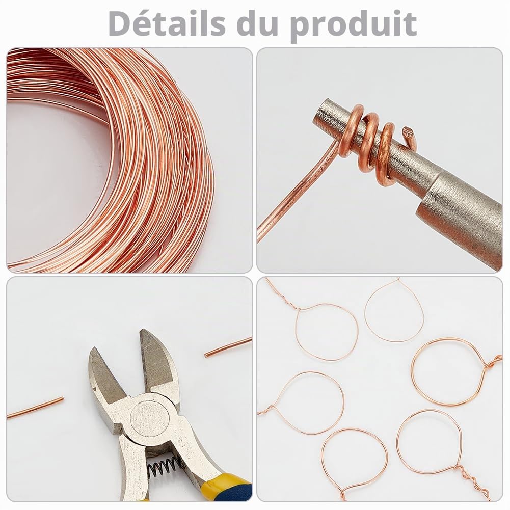 BENECREAT Fil Cuivre Bijoux 0.3-1mm 12 Rouleaux 5m