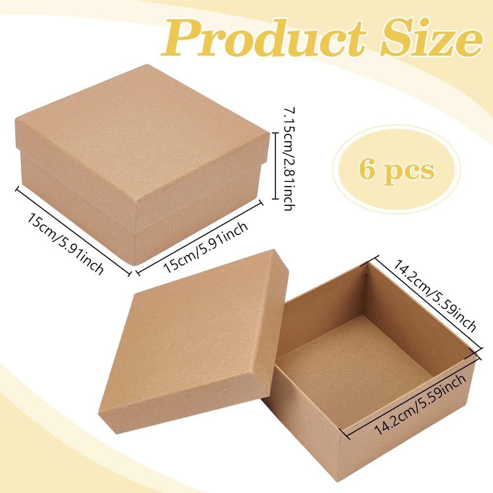 BENECREAT Boîtes Bijoux Kraft Marron 15 cm 6 pcs Couvercle