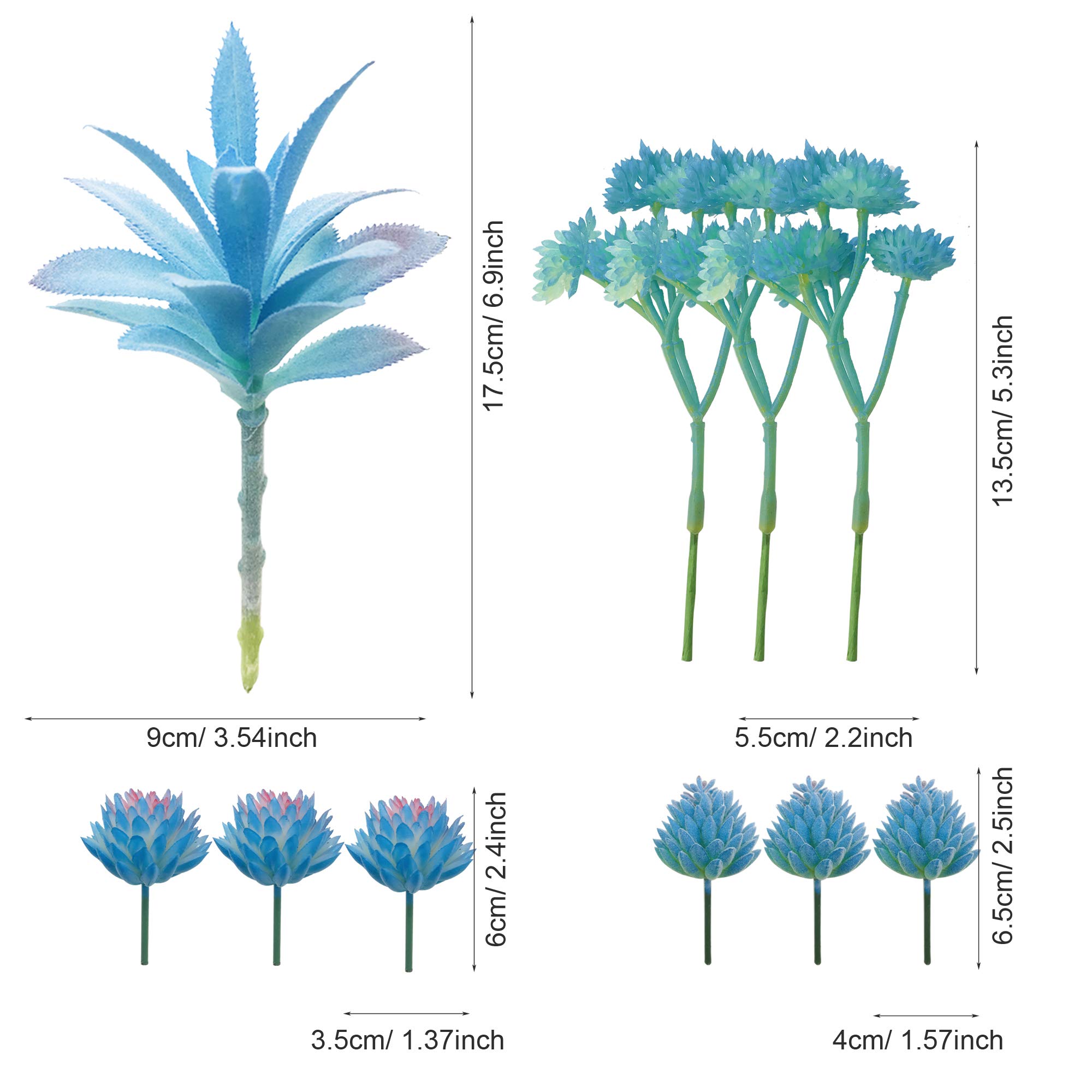 Cayway plantes succulentes artificielles Style 11 bleu 21 pcs