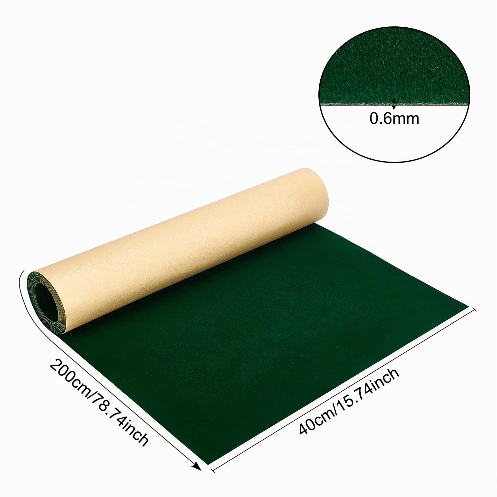 BENECREAT Tissu Velours Auto-Adhésif Vert Foncé 200x40cm 0,6mm