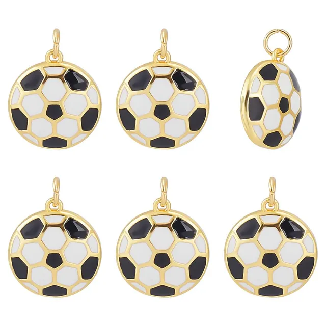 BENECREAT Charmes Ballon Foot Plaqué Or 24K Émaillés x6