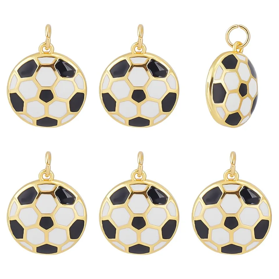 BENECREAT Charmes Ballon Foot Plaqué Or 24K Émaillés x6