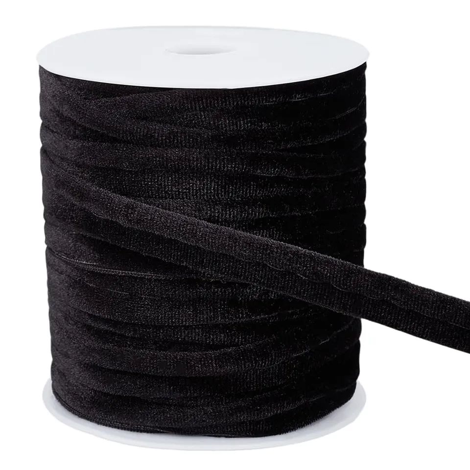 BENECREAT biais passepoil velours noir 12mm 16,4m