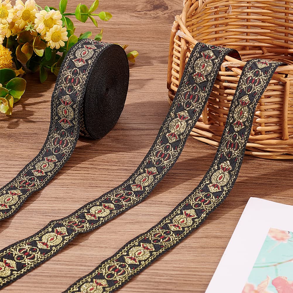 BENECREAT Ruban Jacquard Vintage Noir 25mm 10m