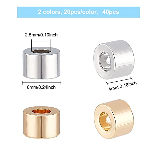 BENECREAT 40 perles intercalaires colonne 6x4 mm doré