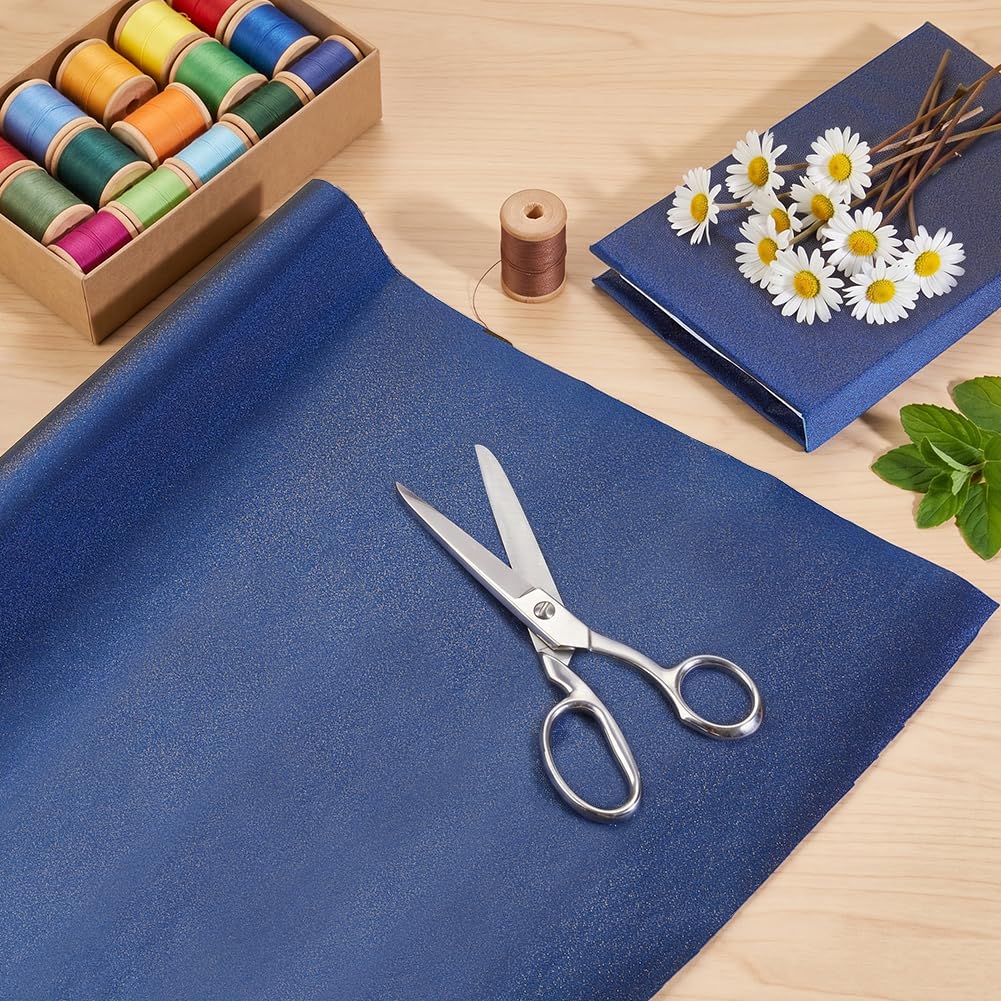 BENECREAT Toile reliure polyester bleu foncé 140x43cm pailleté