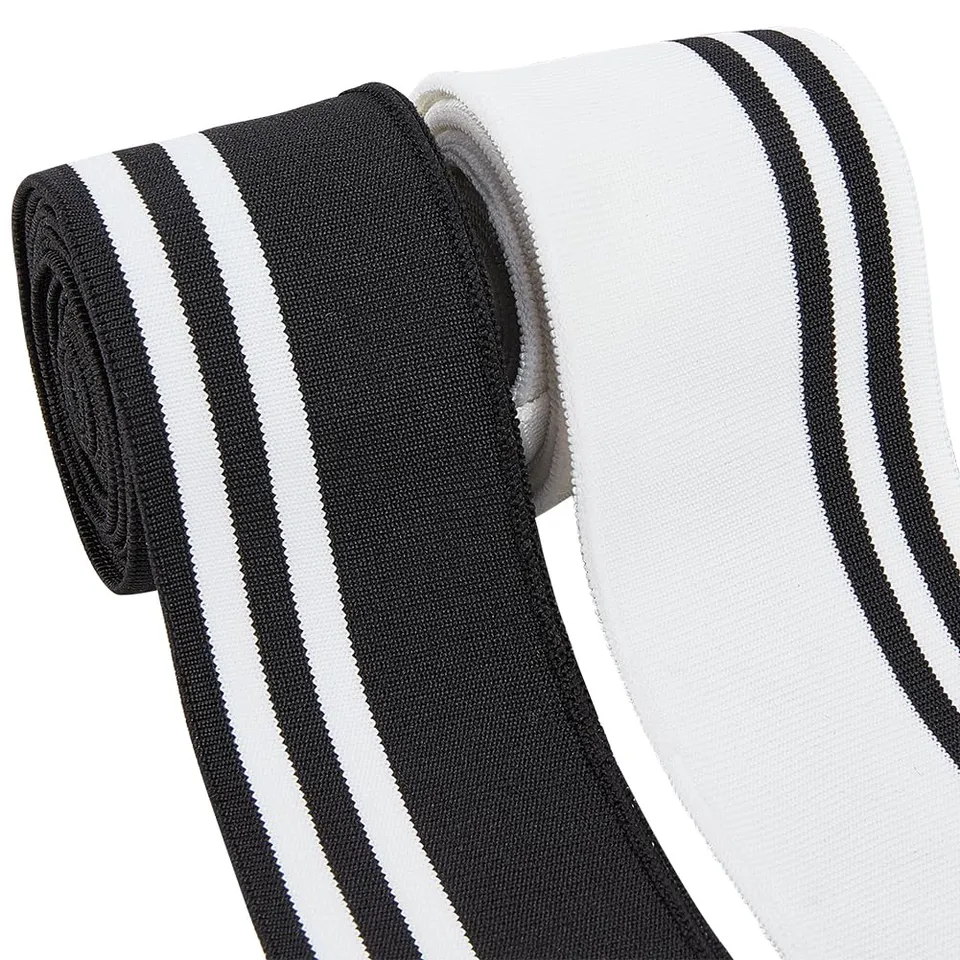 BENECREAT Bord-Côte Stretch Noir Blanc 4x110cm Rayures