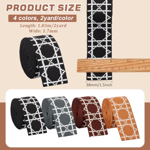 BENECREAT ruban jacquard losange 38mm 4 rouleaux couture