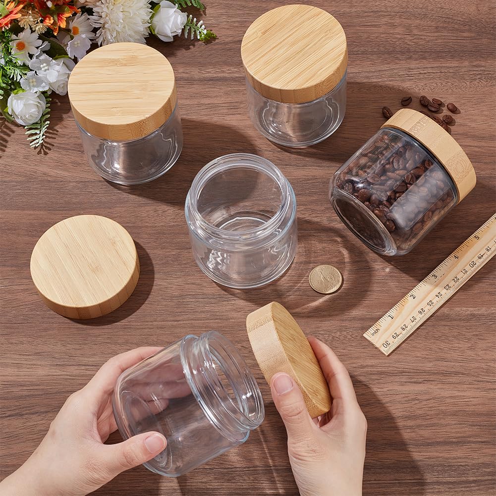 BENECREAT pots verre 350ml couvercle bois mocassin lot 6