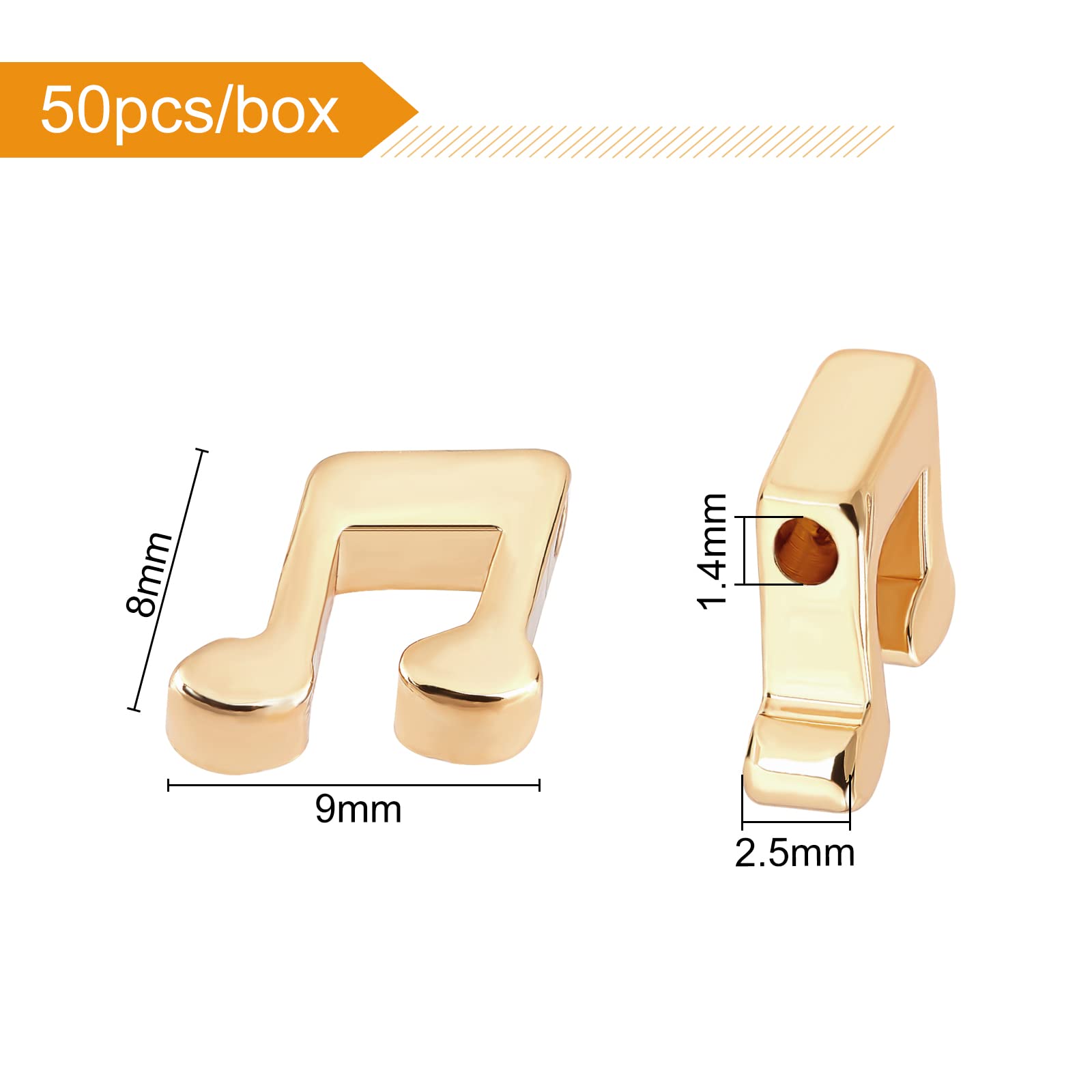 BENECREAT Breloque Note Musique Laiton Doré 18K x50