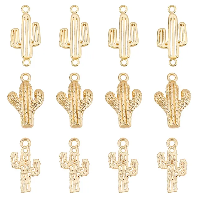 BENECREAT breloques cactus doré 16 pcs 4 styles