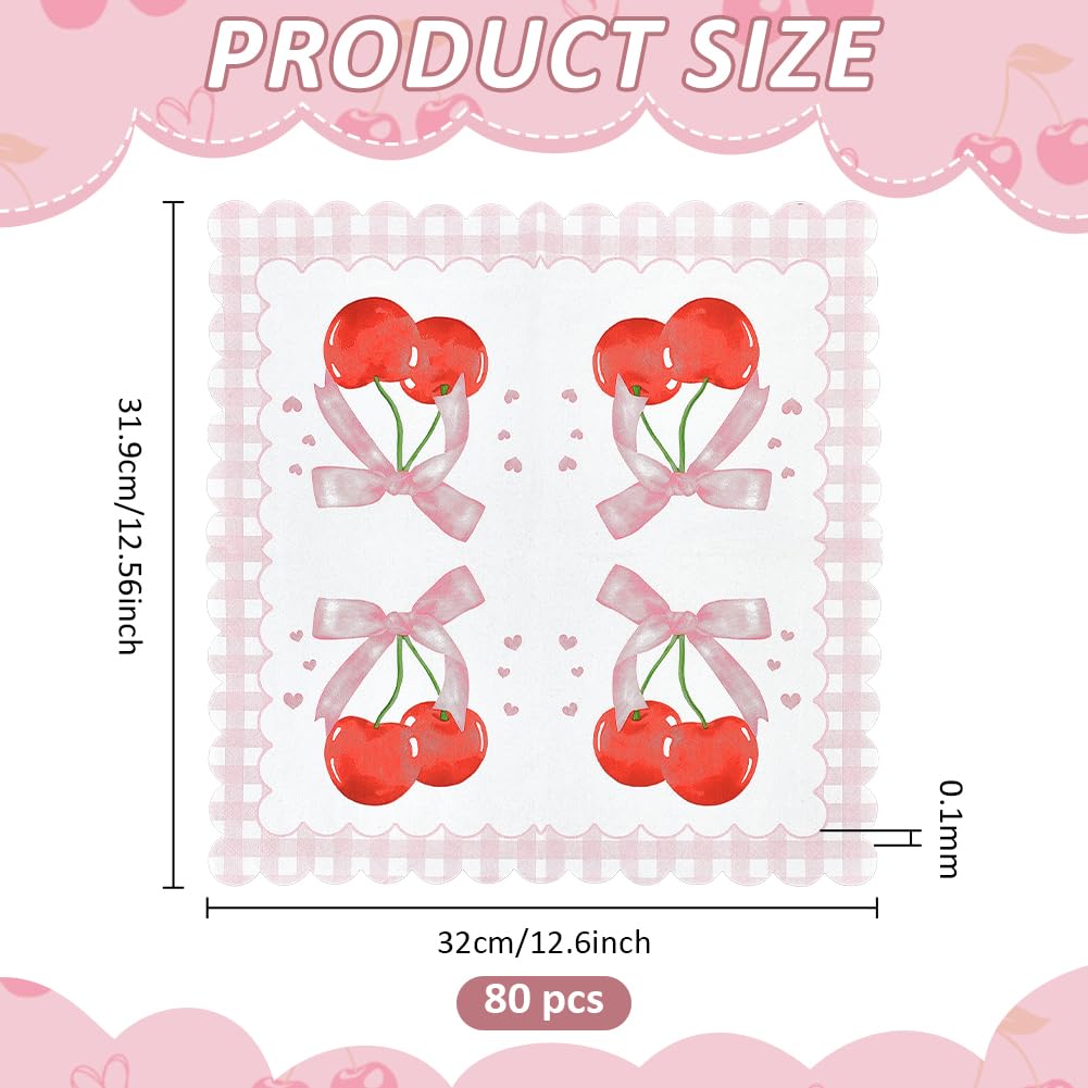 BENECREAT Serviette Table Cerises Rose 320mm Lot 80