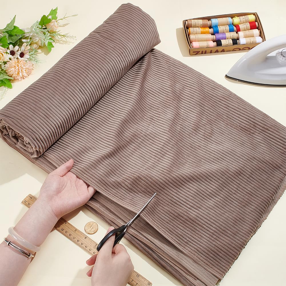 BENECREAT tissu flanelle rayures café 2 m 160 cm