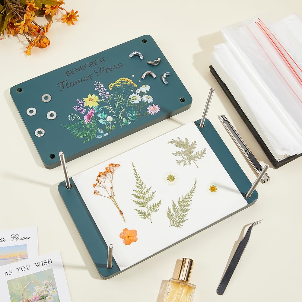 BENECREAT Presse Fleurs Bois 24,9x15cm Kit Complet