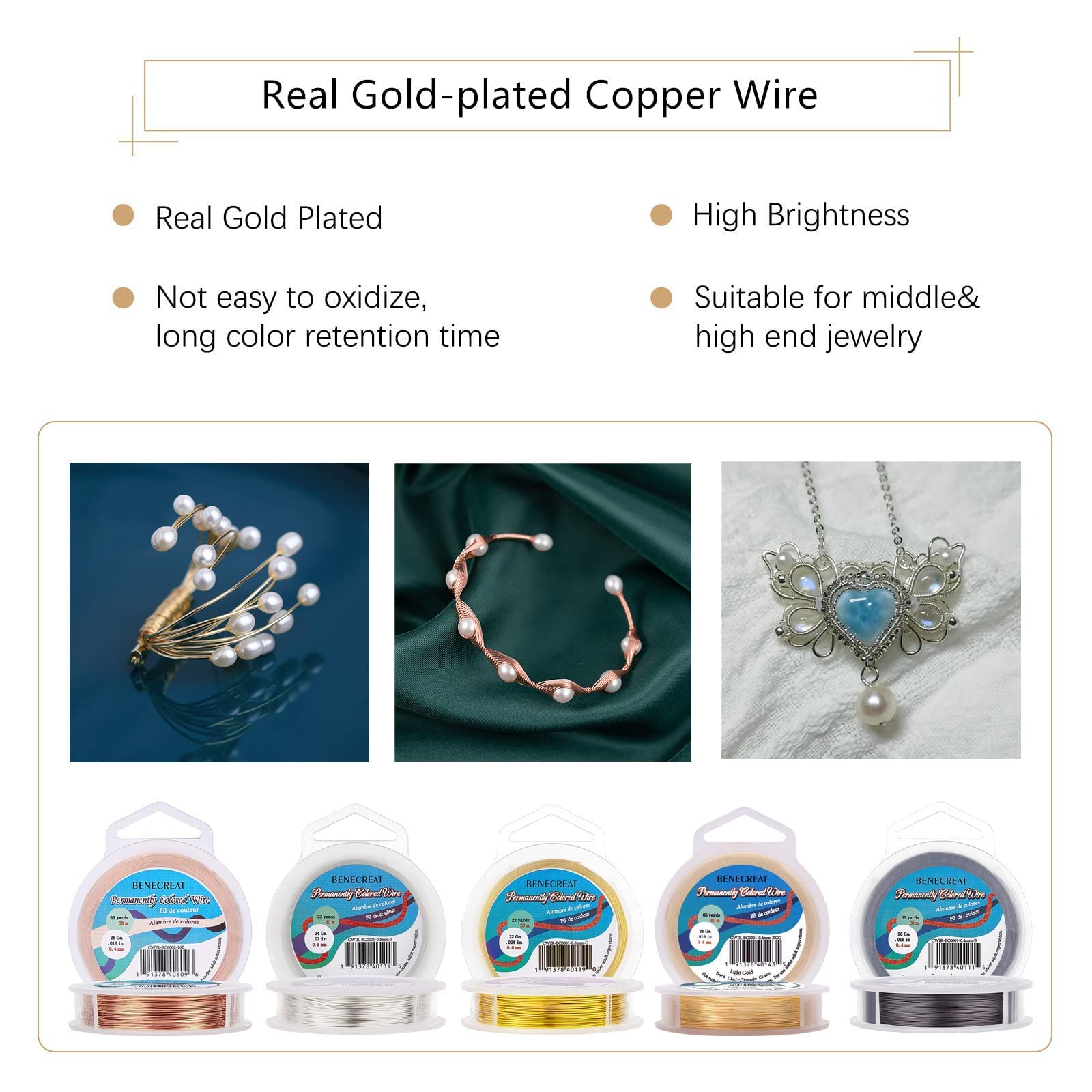 BENECREAT Fil cuivre 0,25mm 150m bijoux