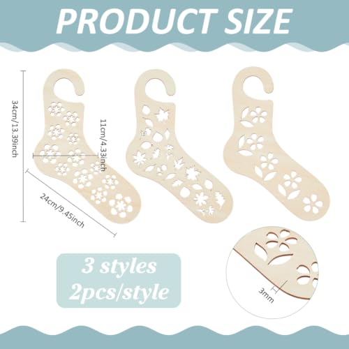 BENECREAT Bloqueurs Chaussettes Bois Plante 34cm Lot de 6