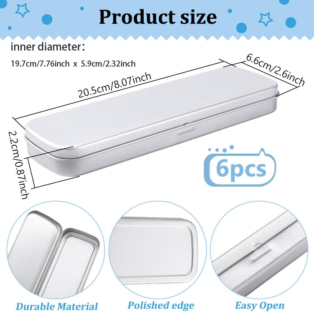 BENECREAT Boîte Métal Argenté 20,5 cm Lot de 6 Simple
