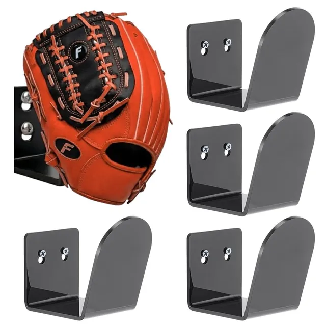 BENECREAT Porte-gant Baseball Mural Acrylique Noir 4pcs