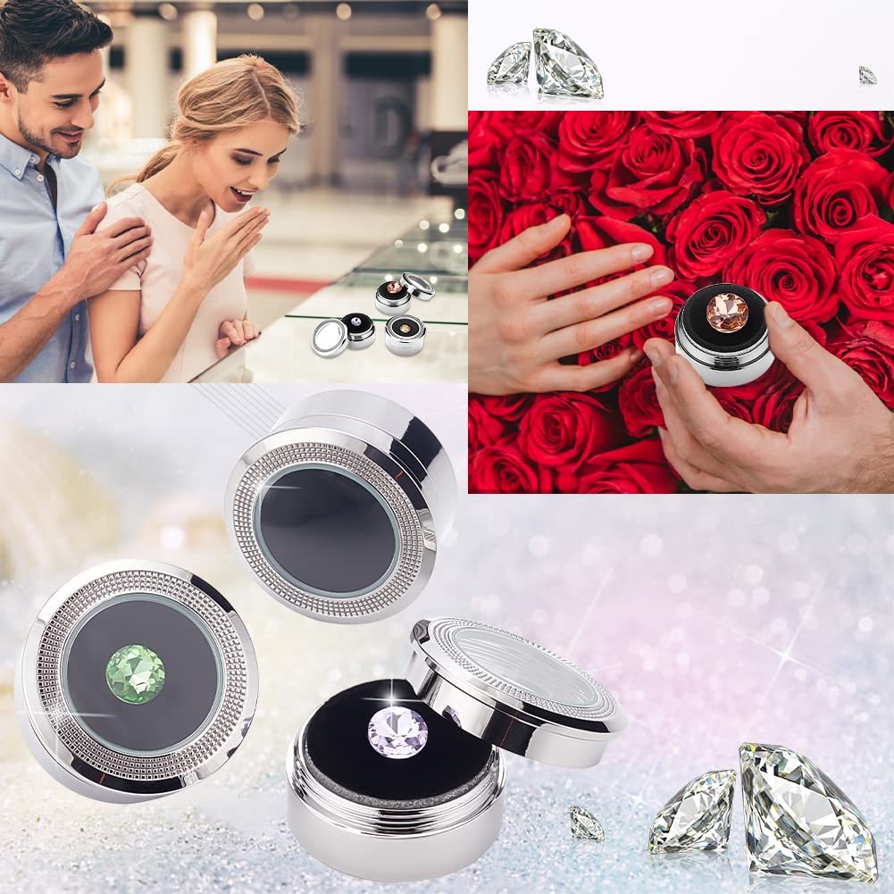 BENECREAT Boîte Bijoux Ronde Alliage Argent 3,25cm Velours