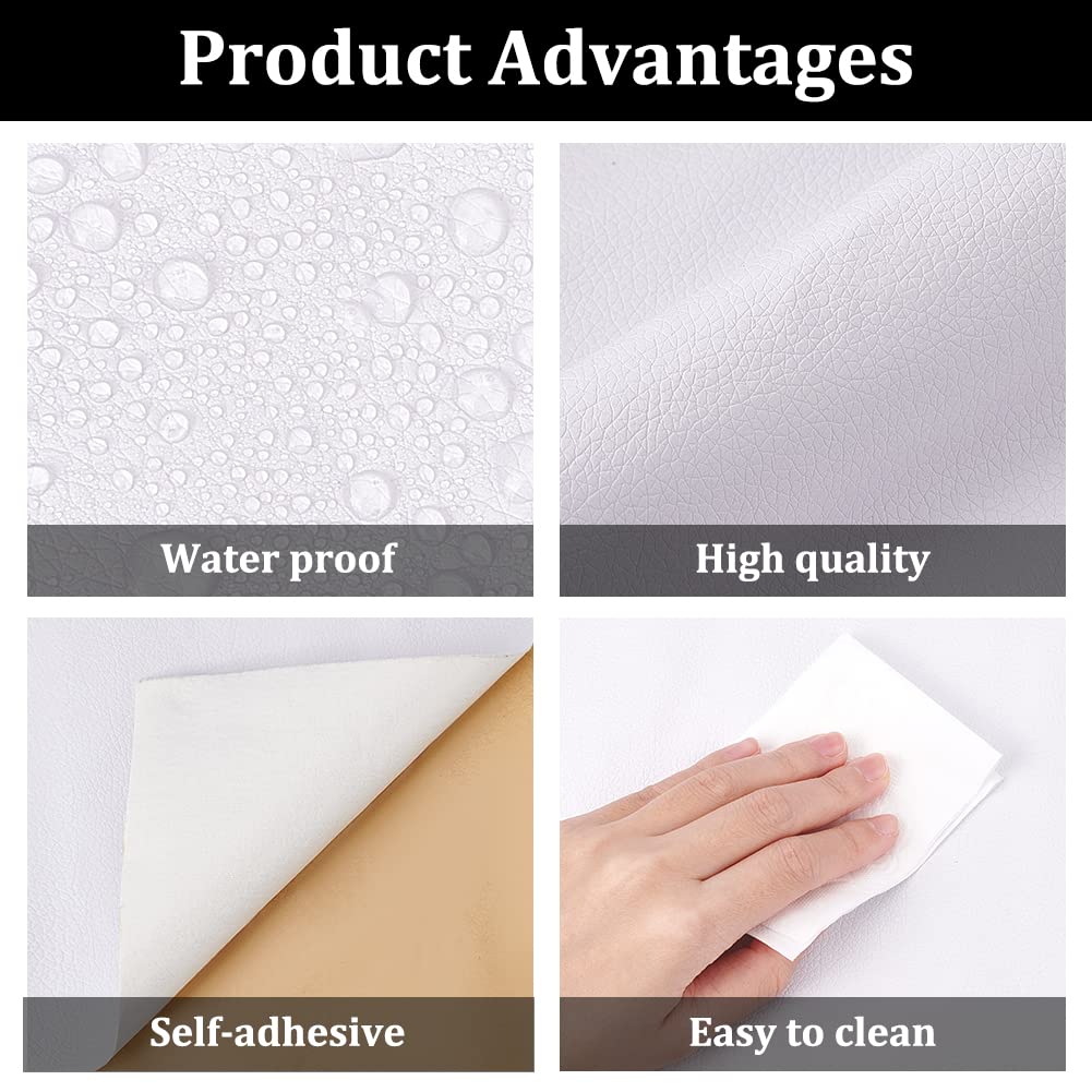 BENECREAT patch cuir autocollant blanc 60x30 cm 0,8 mm