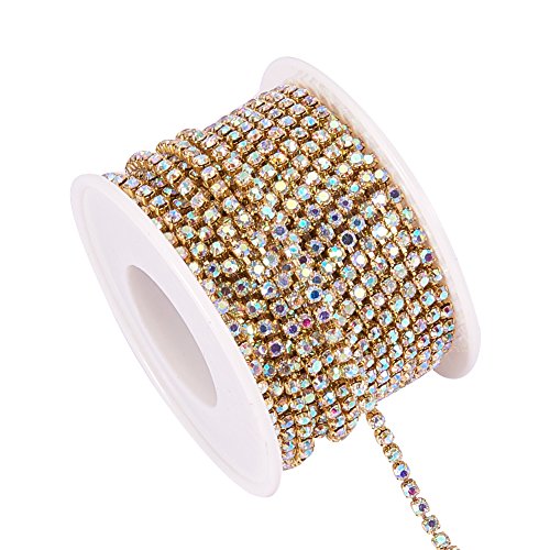 BENECREAT Chaîne Strass Cristal AB 2,6mm 9,14m Fond Or Couture