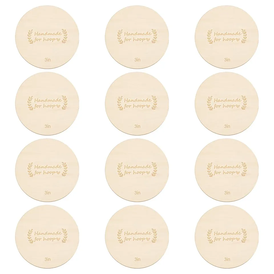 BENECREAT Disques Bois Broderie 76mm Lot 12 Brut