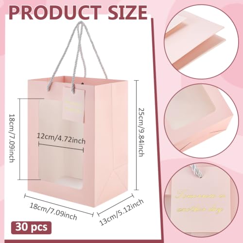 BENECREAT Sacs Cadeaux Fenêtre Rose 30pcs 25x18x13cm Carton