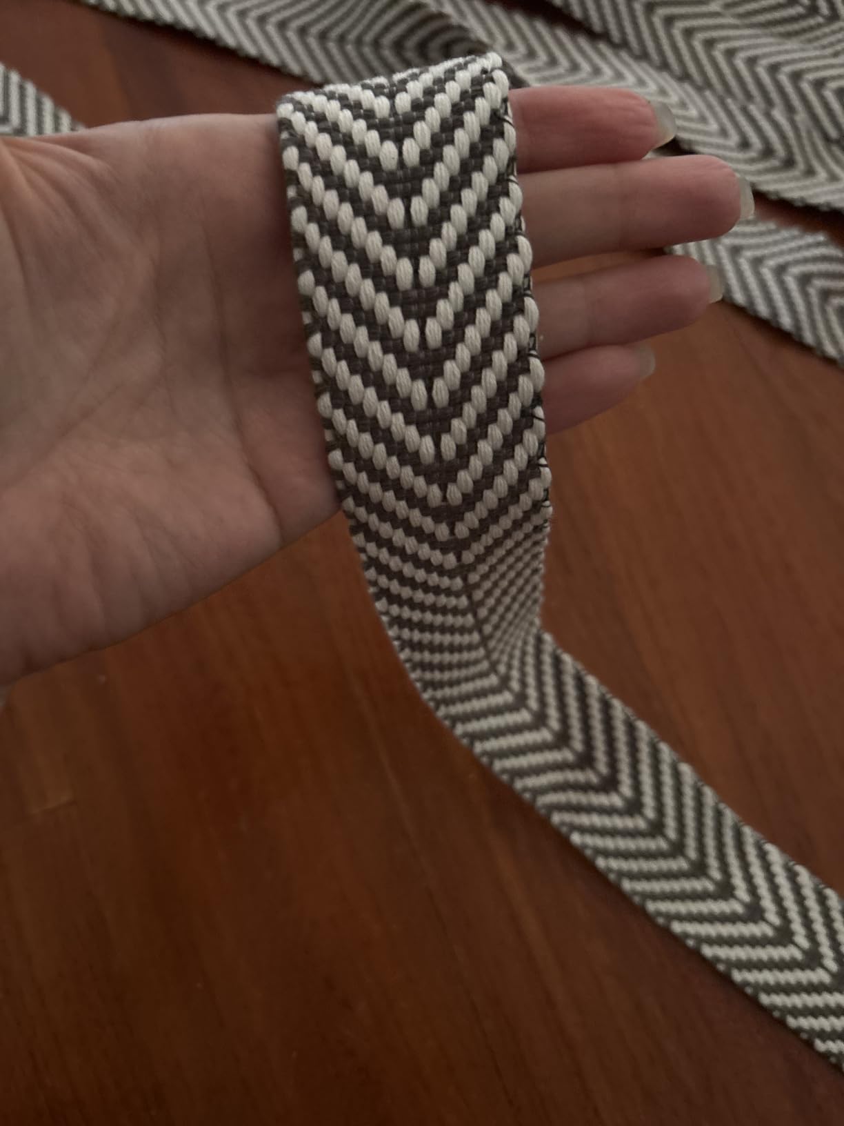 BENECREAT sangle jacquard flèche polycoton olive 38mm 4,57m