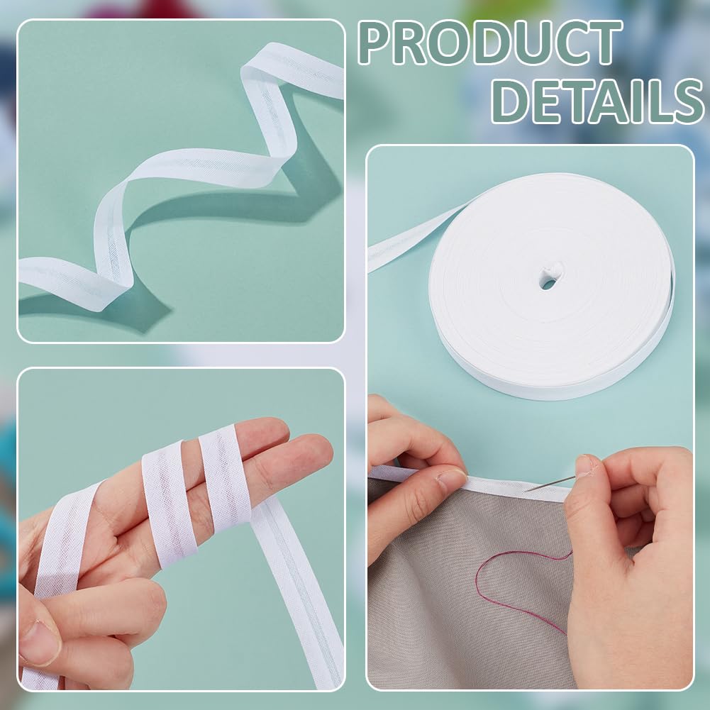 BENECREAT Biais Coton Blanc Double Pli 12 mm x 25 m