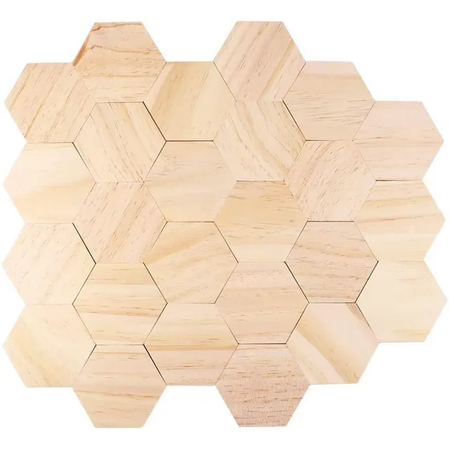 Cayway Mini Parquet Hexagone Bois 3,8 cm 50 Pièces