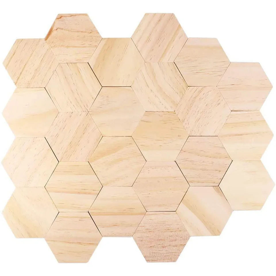 Cayway Mini Parquet Hexagone Bois 3,8 cm 50 Pièces