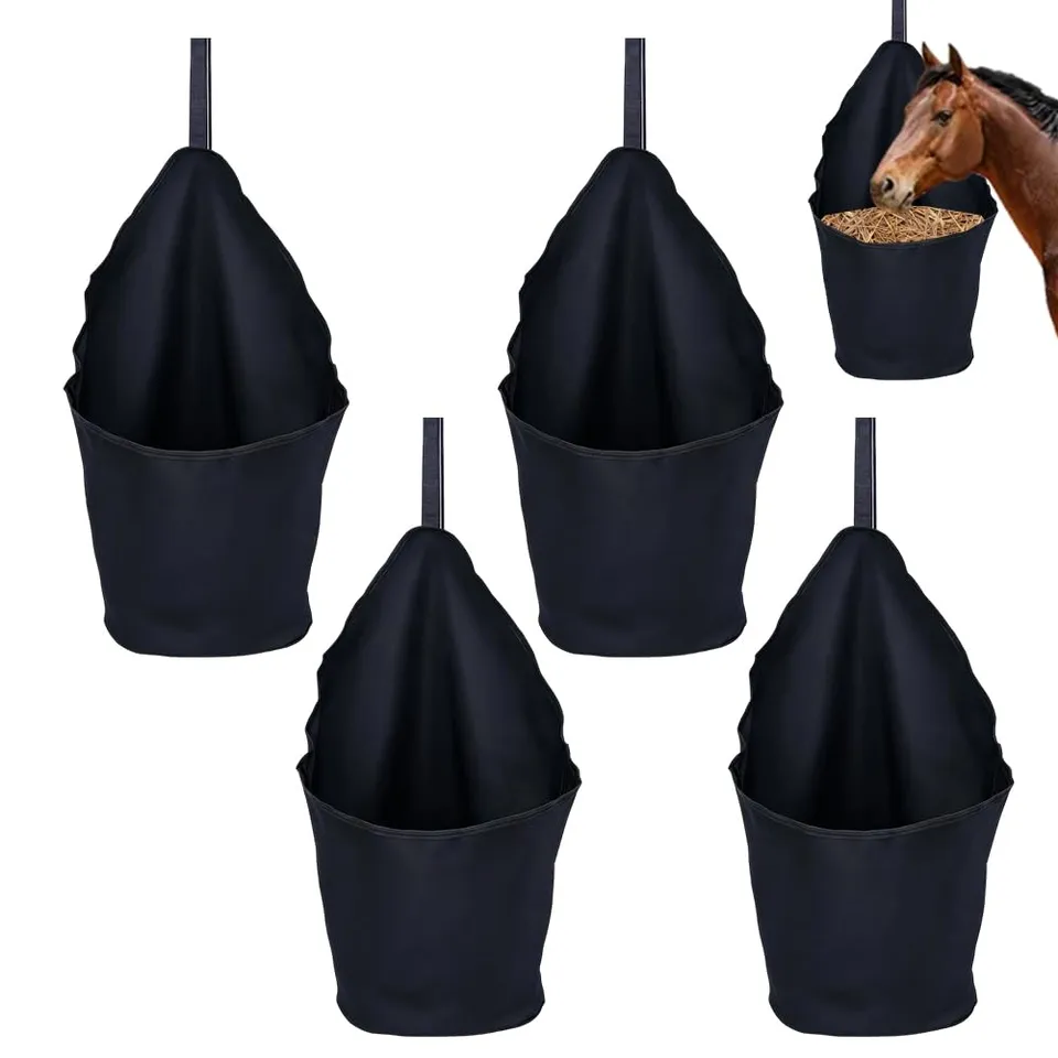 BENECREAT sac nourriture cheval nylon noir 4 pcs
