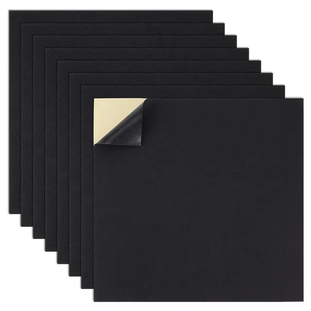 BENECREAT Mousse EVA Auto-Adhésive Noire 1mm 30x30cm 8 Feuilles