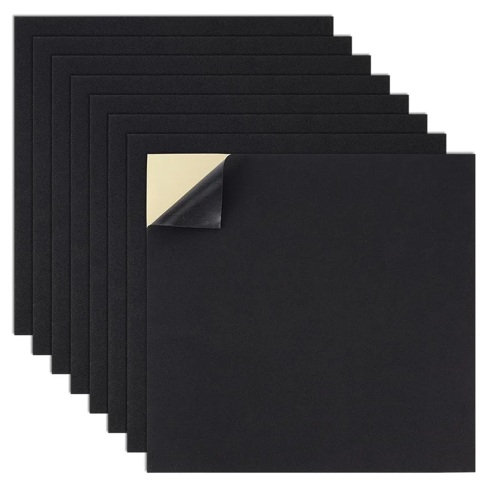 BENECREAT Mousse EVA Auto-Adhésive Noire 1mm 30x30cm 8 Feuilles