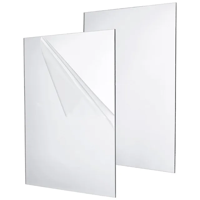 BENECREAT feuilles miroir acrylique argent 30x21cm lot de 2