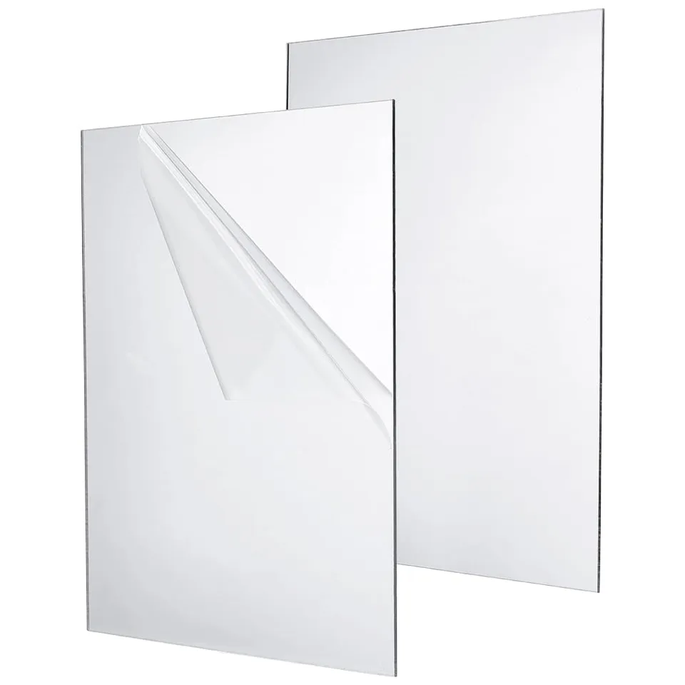 BENECREAT feuilles miroir acrylique argent 30x21cm lot de 2