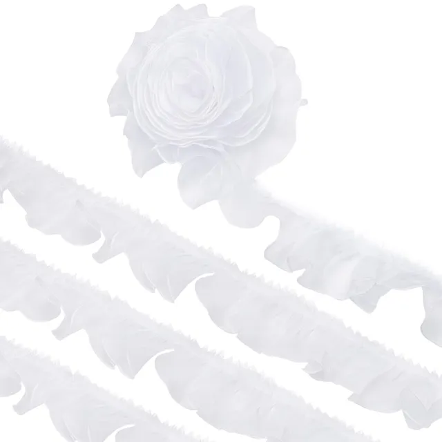 BENECREAT Ruban Dentelle Plissée Blanc 10m 75mm polyester