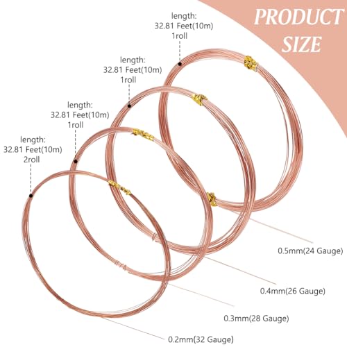BENECREAT Fil Cuivre Nu Bijoux Rouge-Brun 4x10m 0,2-0,5 mm