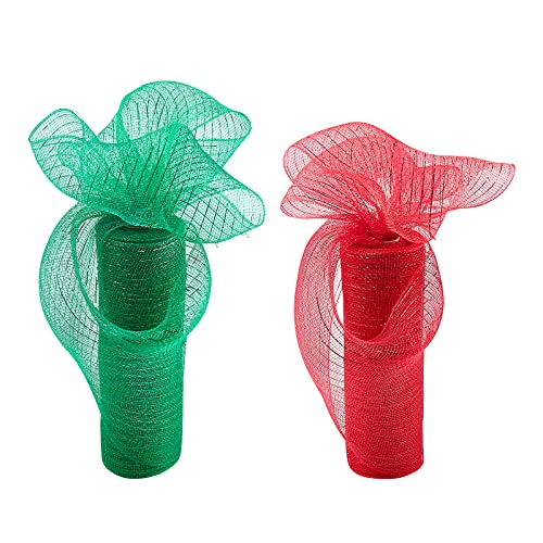 BENECREAT Ruban Maille Métallique 2x9m Rouge Vert 25,5cm