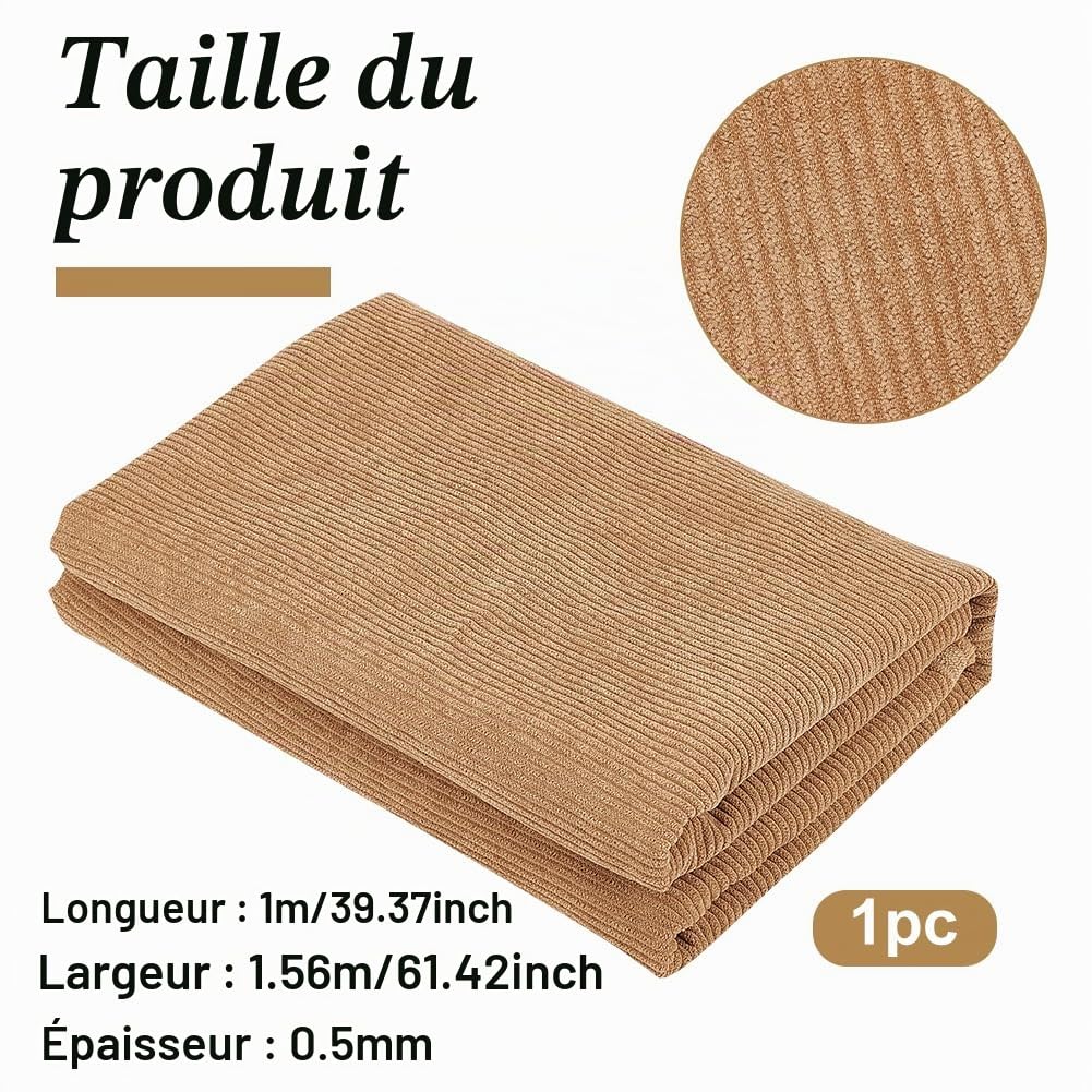 BENECREAT tissu velours côtelé camel 100x155 cm