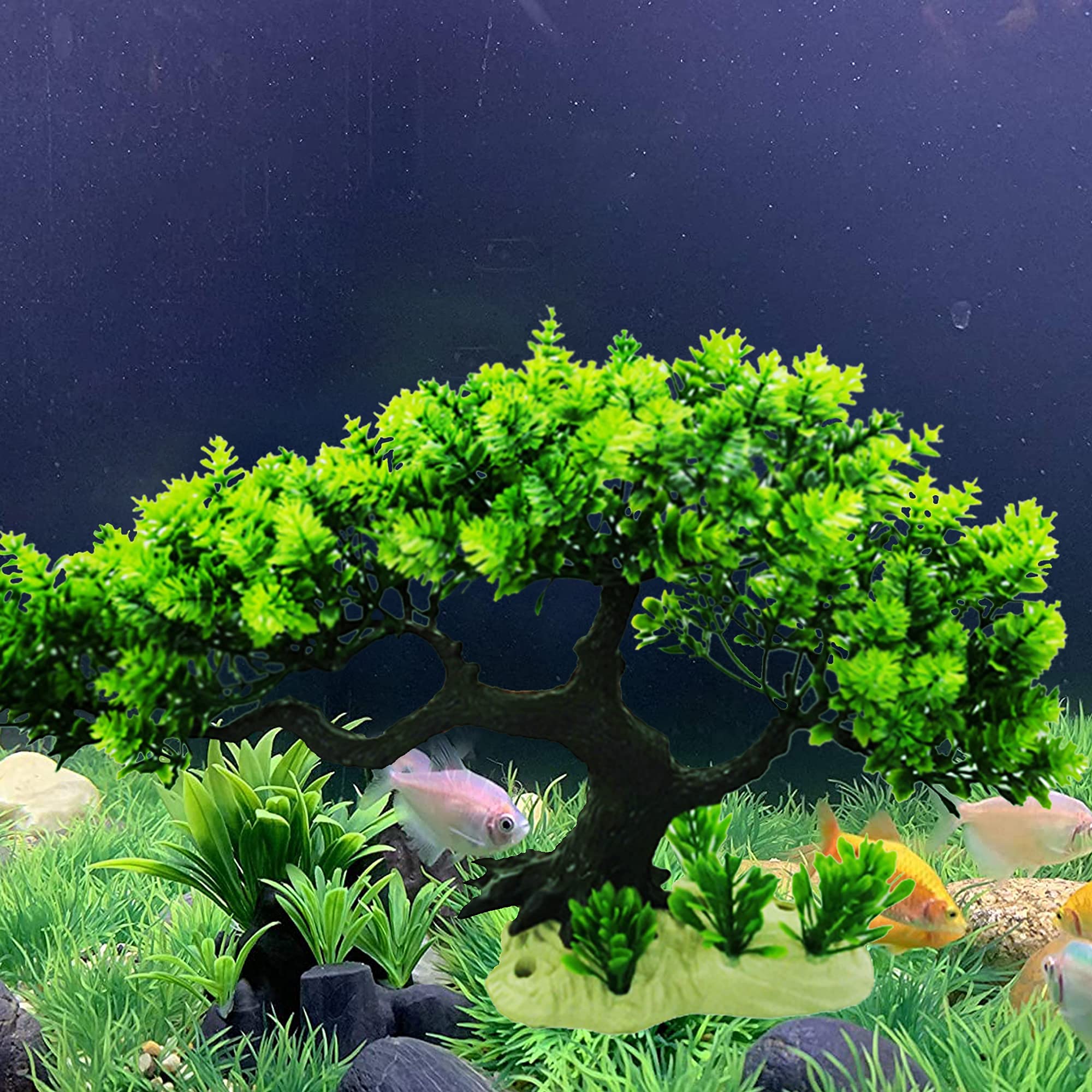 Cayway Plantes Aquarium Artificielles 30 pcs avec Arbre