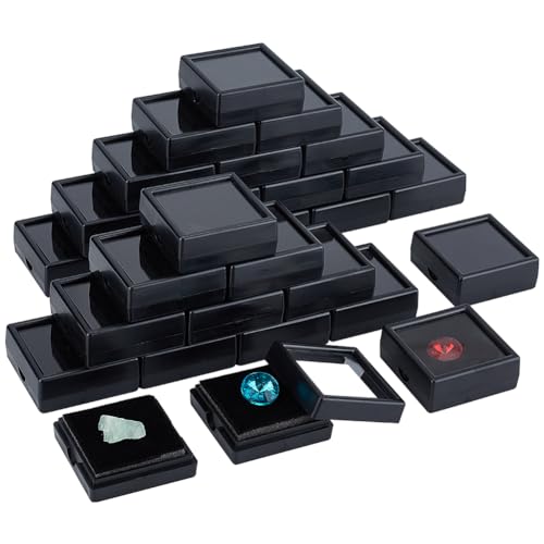 BENECREAT Boîte Présentation Gemme 40mm Noire 48pcs Plastique
