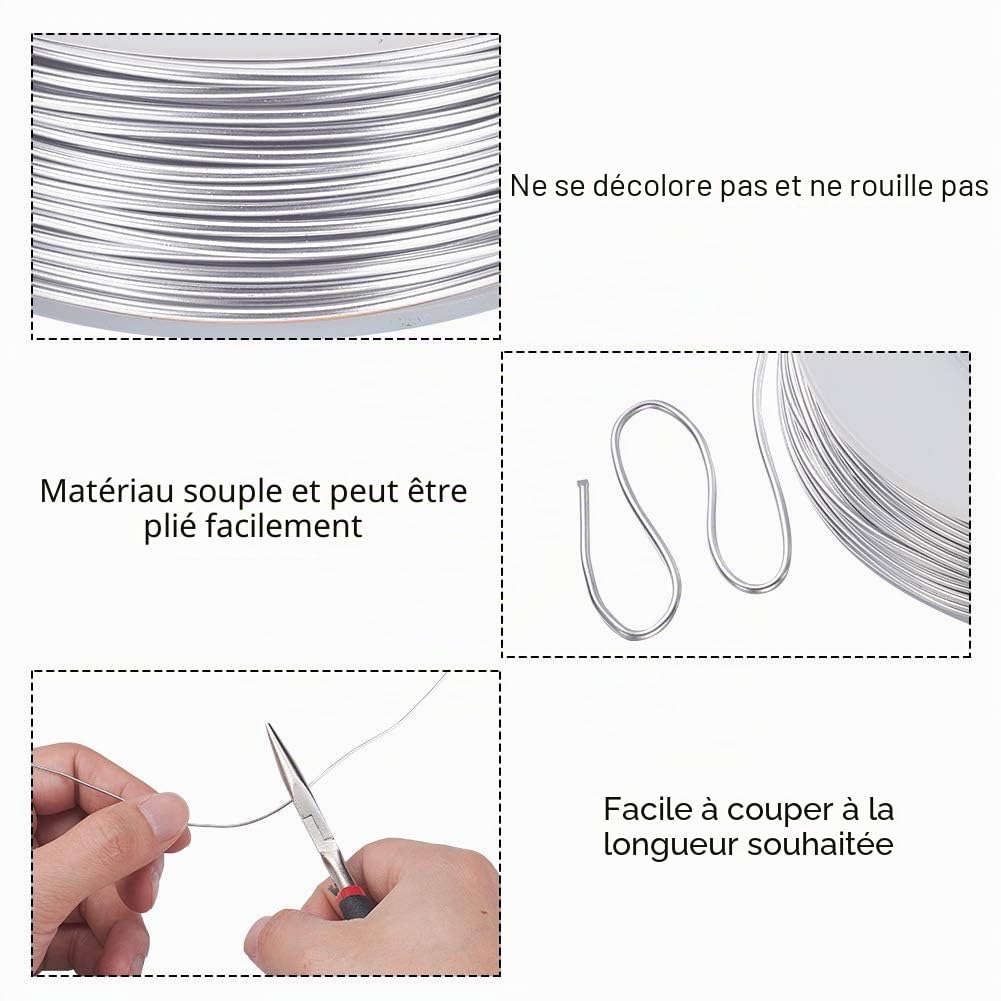 BENECREAT fil aluminium 18 gauge 1 mm 6 rouleaux couleur