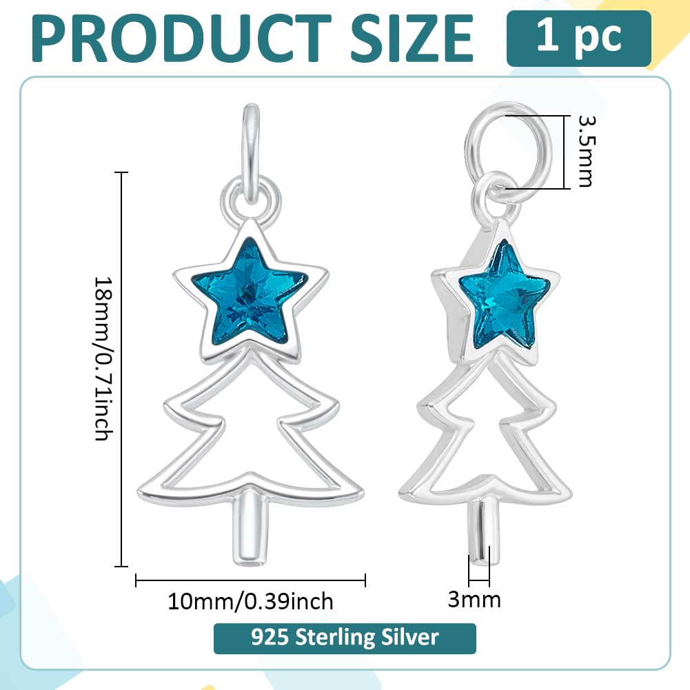 BENECREAT Sapin Noël pendentif argent 925 étoile turquoise