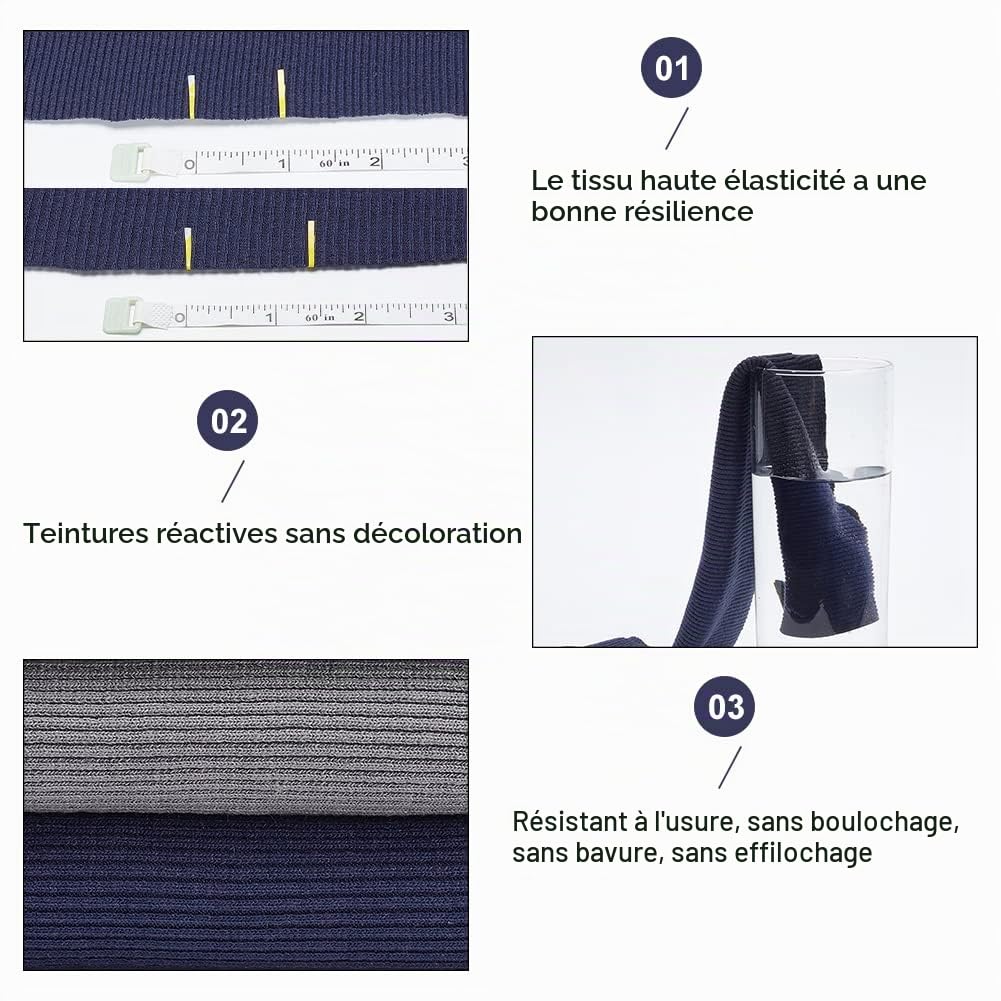 BENECREAT 60x20 cm Bord-Côte Bleu de Prusse Élastique